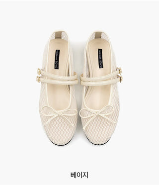 Coco Mesh Mary Jane Flat Shoes 1cm