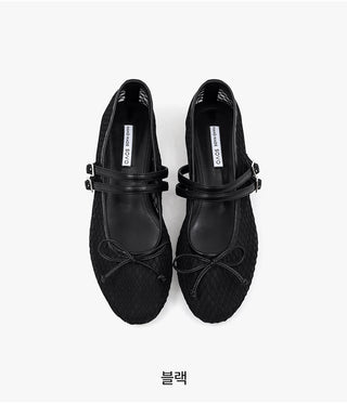 Coco Mesh Mary Jane Flat Shoes 1cm