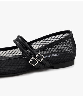 Coco Mesh Mary Jane Flat Shoes 1cm