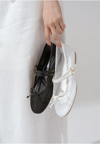 Coco Mesh Mary Jane Flat Shoes 1cm