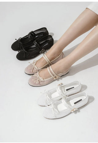 Coco Mesh Mary Jane Flat Shoes 1cm