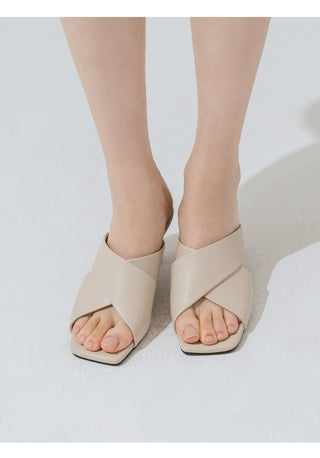 Mate Cowhide Strap Slipper Mules 6cm