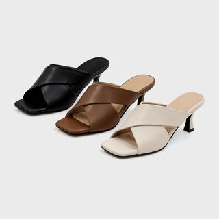 Mate Cowhide Strap Slipper Mules 6cm