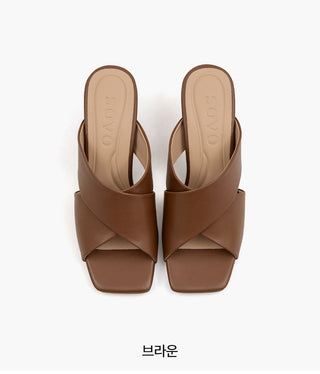 Mate Cowhide Strap Slipper Mules 6cm
