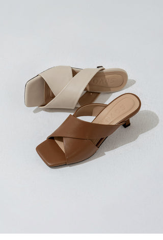 Mate Cowhide Strap Slipper Mules 6cm