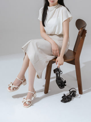 Litven Volume Ribbon Strap Sandals 4cm
