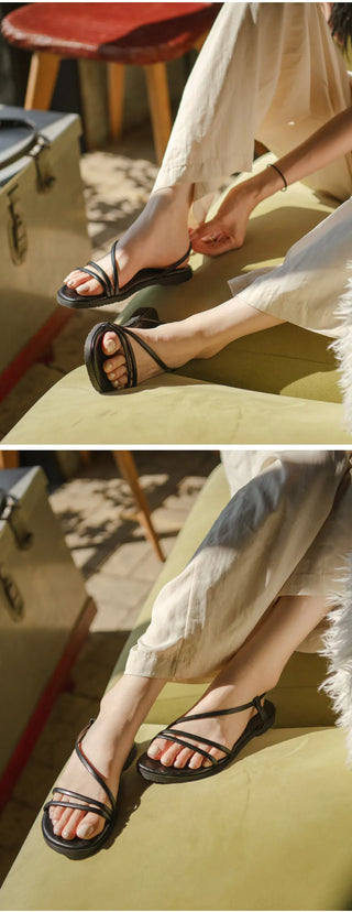 Linkre Strap Flat Sandals 1cm