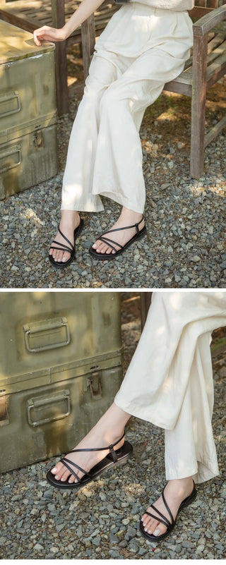 Linkre Strap Flat Sandals 1cm