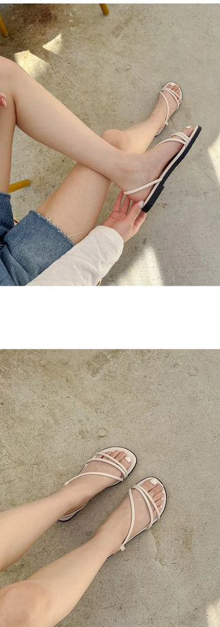 Linkre Strap Flat Sandals 1cm