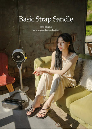 Linkre Strap Flat Sandals 1cm