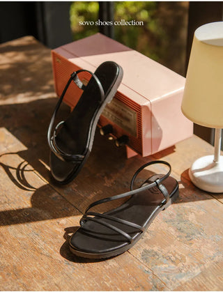 Linkre Strap Flat Sandals 1cm