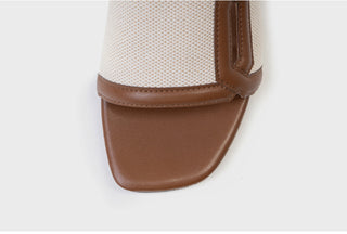 Vesta Cowhide Combination Fabric Slipper Mule 1cm