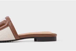 Vesta Cowhide Combination Fabric Slipper Mule 1cm