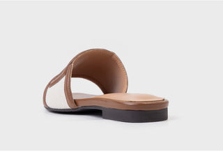 Vesta Cowhide Combination Fabric Slipper Mule 1cm