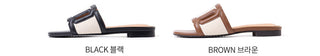 Vesta Cowhide Combination Fabric Slipper Mule 1cm