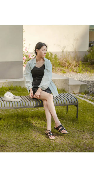 Plain square flip-flop sandals 1cm