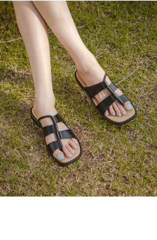 Plain square flip-flop sandals 1cm