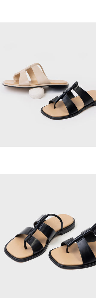 Plain square flip-flop sandals 1cm