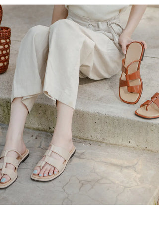 Plain square flip-flop sandals 1cm