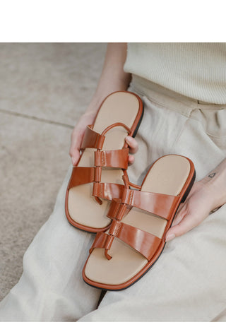 Plain square flip-flop sandals 1cm