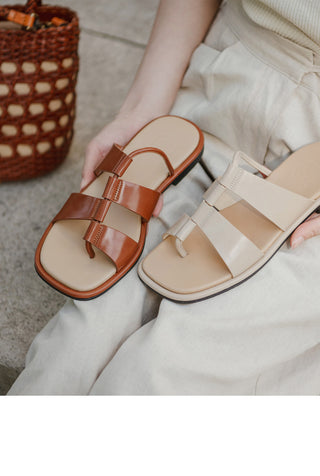 Plain square flip-flop sandals 1cm