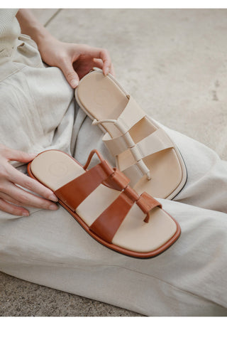 Plain square flip-flop sandals 1cm