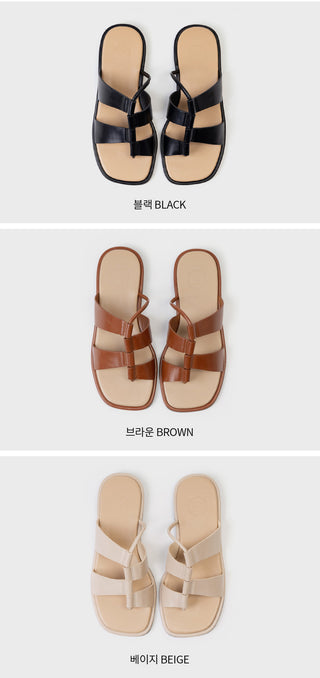 Plain square flip-flop sandals 1cm