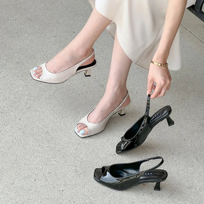 NEW Popular Item Linton Glossy Patent Slingback Sandals 5cm