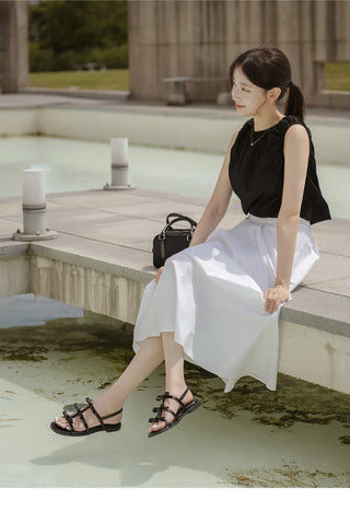 SUMMER Lugent Ribbon Flat Slingback Sandals 2cm