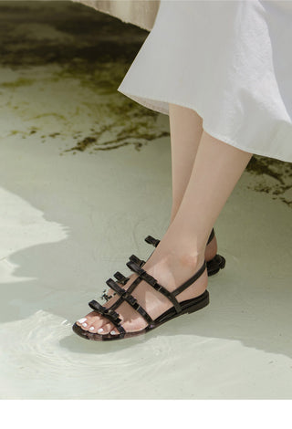 SUMMER Lugent Ribbon Flat Slingback Sandals 2cm
