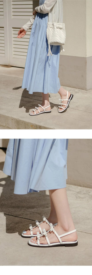 SUMMER Lugent Ribbon Flat Slingback Sandals 2cm