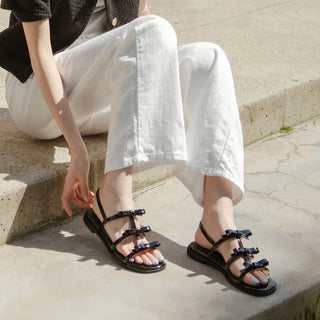 SUMMER Lugent Ribbon Flat Slingback Sandals 2cm