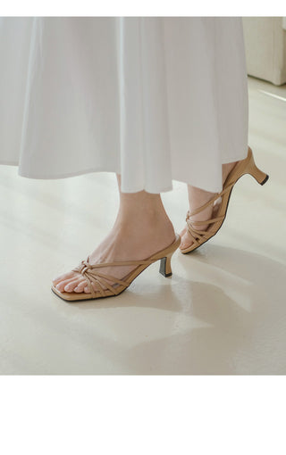 Zenith Knot Strap Slipper Mules 6cm