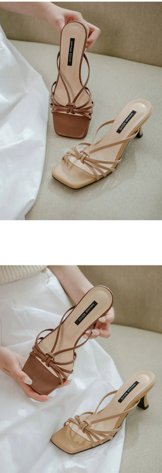Zenith Knot Strap Slipper Mules 6cm