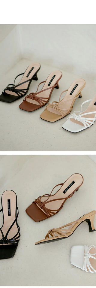 Zenith Knot Strap Slipper Mules 6cm