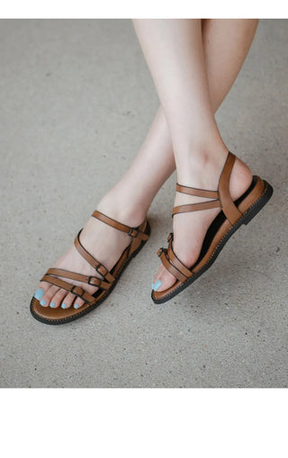 Ryuner Vintage Strap Flat Sandals 3cm