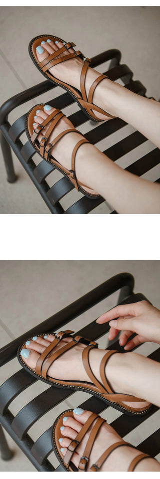 Ryuner Vintage Strap Flat Sandals 3cm