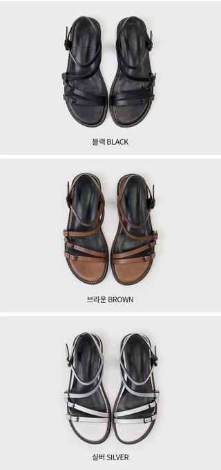 Ryuner Vintage Strap Flat Sandals 3cm