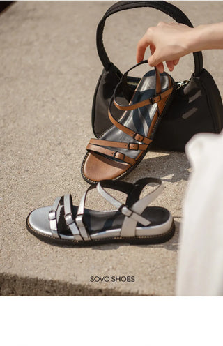 Ryuner Vintage Strap Flat Sandals 3cm