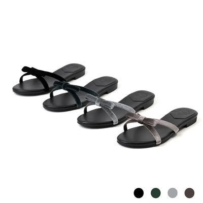 Erica Velvet Ribbon Flat Slippers 1cm