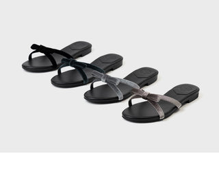 Erica Velvet Ribbon Flat Slippers 1cm