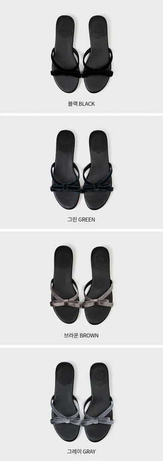 Erica Velvet Ribbon Flat Slippers 1cm