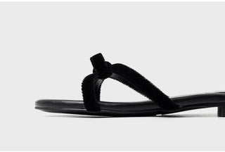 Erica Velvet Ribbon Flat Slippers 1cm