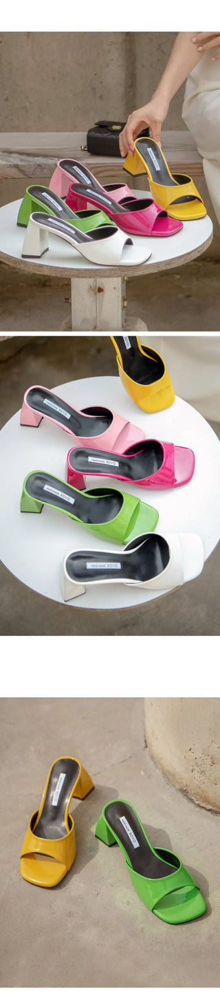 Levond Patent Mule Slippers 6cm
