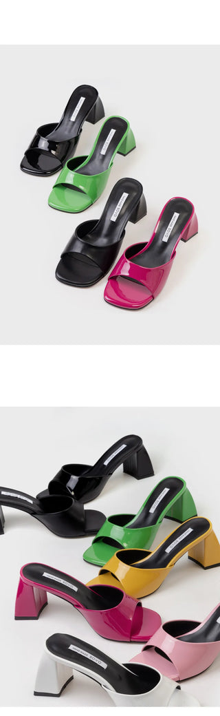 Levond Patent Mule Slippers 6cm
