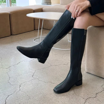 Neire Cowhide Basic Long Boots 4cm