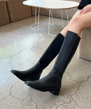 Neire Cowhide Basic Long Boots 4cm