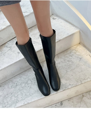 Neire Cowhide Basic Long Boots 4cm