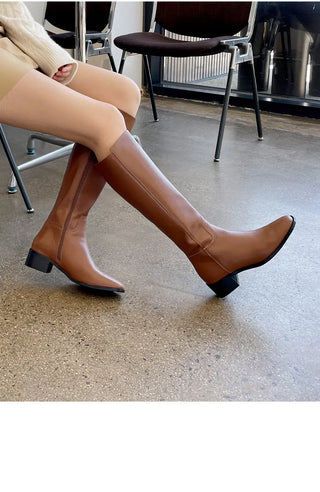 Neire Cowhide Basic Long Boots 4cm