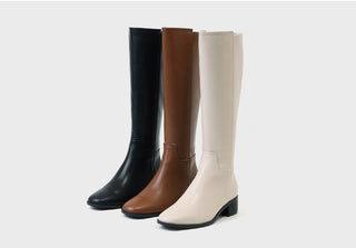 Neire Cowhide Basic Long Boots 4cm